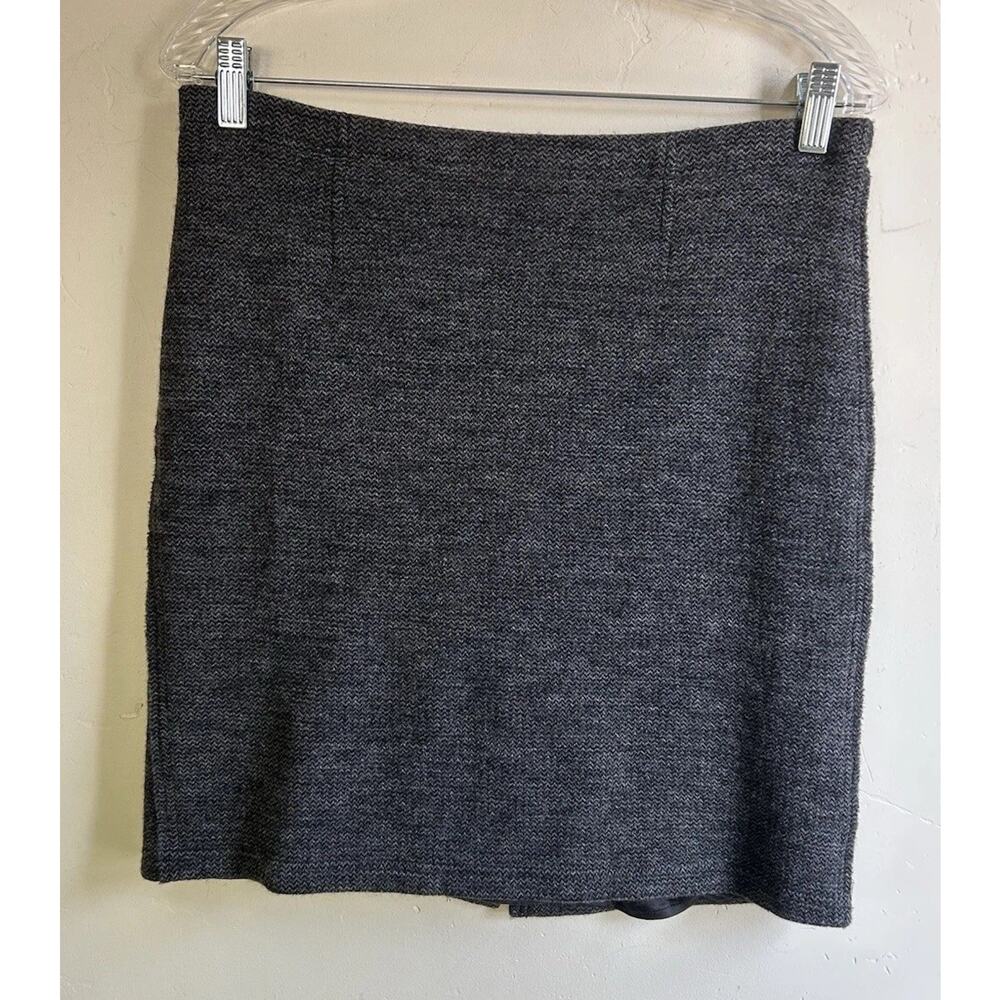 Eileen Fisher Wool Blend Mini Skirt Womens XS Silk Lined Gray Career Classic